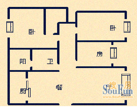 金冠华庭金冠华庭 3室 户型图 3室2厅2卫1厨 126.00㎡