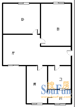 西郊四村西郊四村 2室 户型图 2室1厅1卫1厨 52.00㎡
