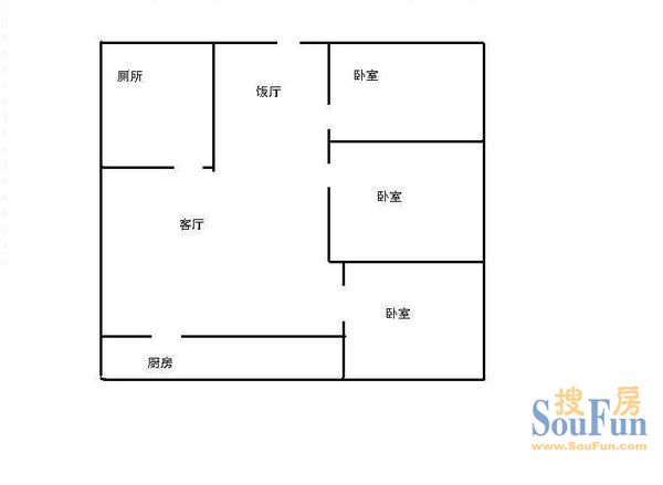 钢铁设计院宿舍楼钢铁设计院宿舍楼 3室 户型图 3室2厅1卫1厨 80.00㎡