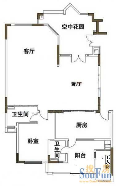 翡翠绿洲森林半岛2室2厅户型图 2室2厅2卫1厨 0.00㎡