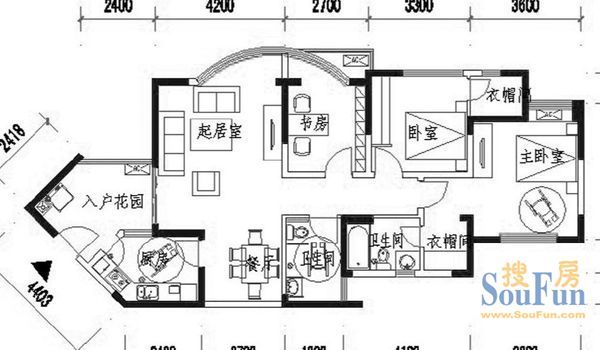 怡福路104号院怡福路104号 3室 户型图&nbsp;3室2厅2卫1厨 111.00㎡