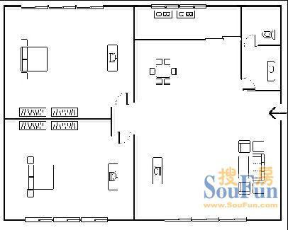 锦电苑锦电苑 2室 户型图 2室2厅1卫1厨 85.00㎡