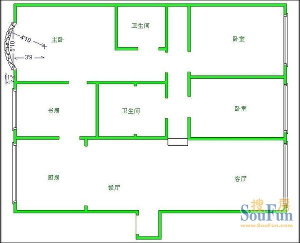 锦卉苑户型图&nbsp;4室2厅2卫1厨 162.00㎡