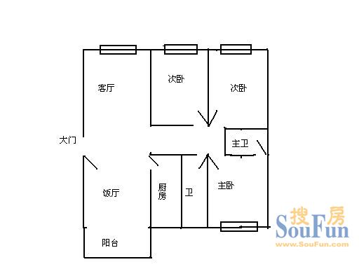 繁华时代繁华时代 3室 户型图 3室2厅2卫1厨 125.00㎡