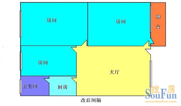 逸民里逸民里 3室 户型图 3室1厅1卫1厨 70.00㎡