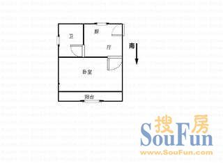 凯成苑户型图&nbsp;1室1厅1卫1厨 20.00㎡