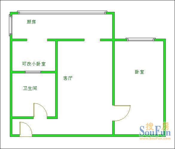 银沙正街2号院银沙正街2号 1室 户型图&nbsp;1室1厅1卫1厨 50.00㎡