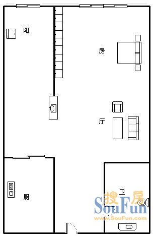 香木林加州国际香木林加州国际 1室 户型图 1室1厅1卫1厨 43.00㎡