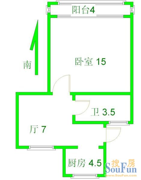 爱嘉苑爱嘉苑 1室 户型图 1室1厅1卫1厨 56.00㎡