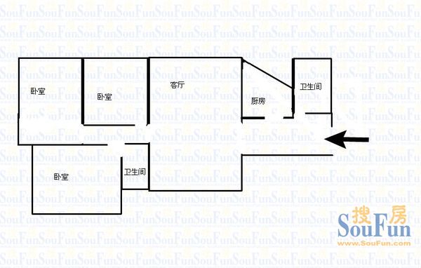 茶亭南路小区茶亭小区 3室 户型图 3室2厅2卫1厨 114.00㎡