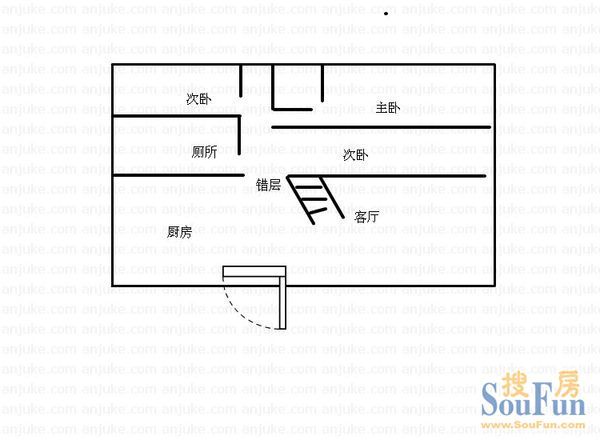 长沙市委党校宿舍2室2厅1卫1厨 户型图&nbsp;2室2厅1卫1厨 70.00㎡