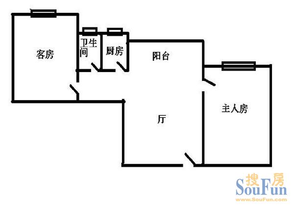 金湖雅苑2室1厅户型图 2室1厅1卫1厨 63.00㎡