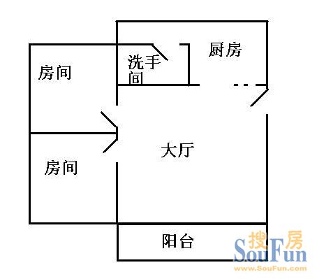 云苑二街小区云苑二街 2室 户型图 2室1厅1卫1厨 63.00㎡