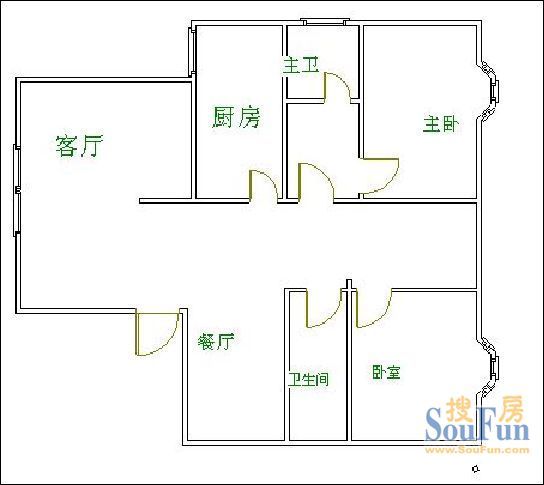 金南园户型图&nbsp;2室2厅2卫1厨 89.00㎡