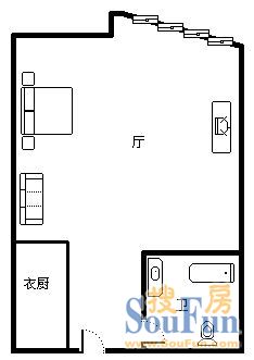创业商务公寓创业商务公寓 1室 户型图 1室0厅1卫0厨 41.00㎡