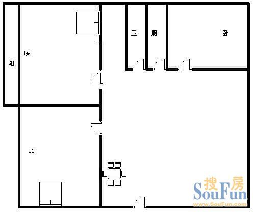 银兴小区银兴小区 3室 户型图&nbsp;3室2厅1卫1厨 90.00㎡