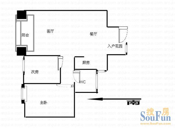 水岸兰庭3室2厅 户型图&nbsp;3室2厅2卫1厨 123.00㎡