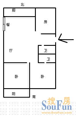 锦江花园锦江花园 3室 户型图 3室2厅2卫2厨 115.00㎡