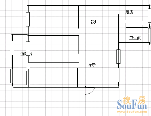 开福区教师村宿舍2室2厅 户型图 2室2厅1卫1厨 0.00㎡