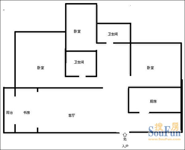 中海国际社区林庭叠院户型图 3室2厅2卫1厨 122.00㎡