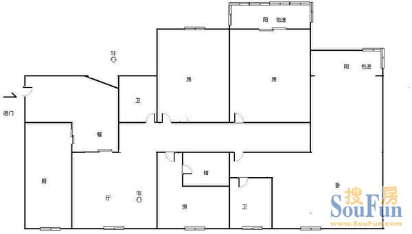 滨河公寓滨河公寓 3室 户型图 3室2厅0卫1厨 143.00㎡
