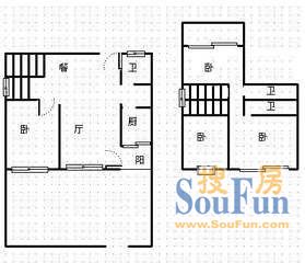 依云镇户型图 4室2厅2卫1厨 166.00㎡