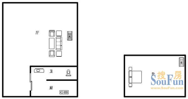 金牛花牌坊西巢小筑 1室1厅 23㎡ 1000元/月