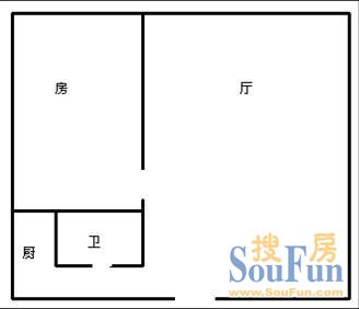 省肿瘤医院宿舍1室1厅 户型图 1室1厅1卫1厨 0.00㎡