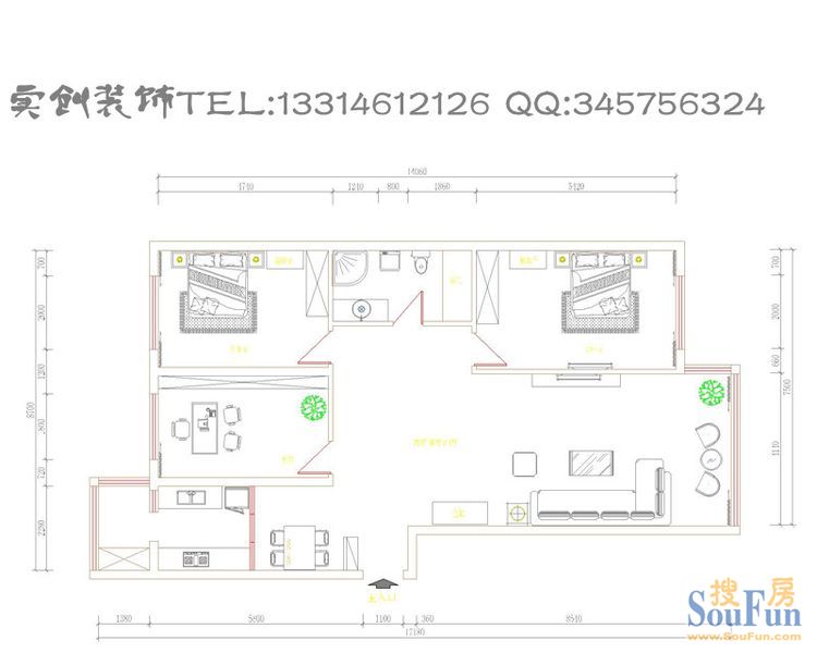 明珠公寓-现代简约-三居室