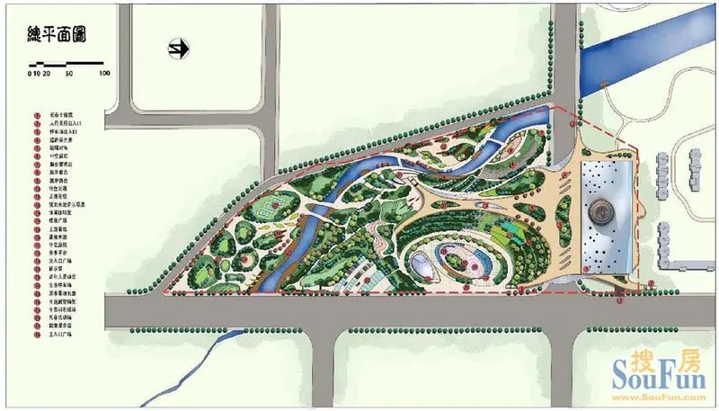 以地域文化为主题,创建一个景观浓郁,山水自然清丽的综合性游憩公园