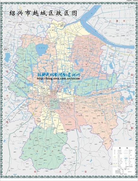 绍兴市越城区政区图最新地图 2009版本
