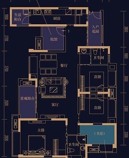 华润二十四城二期13号楼a3 3室2厅2卫1厨113户型 让我伤脑筋