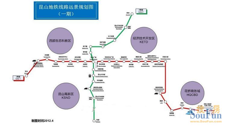 昆山市区地铁规划图 