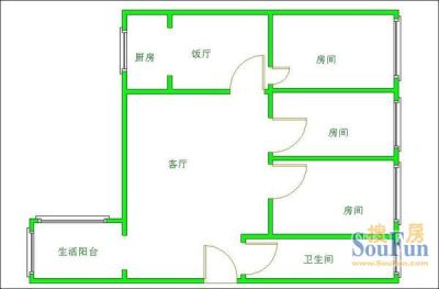 南方花园户型图户型图 3室2厅1卫1厨