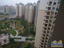 隆福花精装大三房子,看小区花园的游泳池