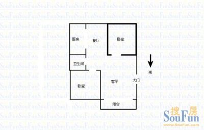 岳银欣苑户型图2室2厅1卫1厨 户型图 2室2厅1卫1厨