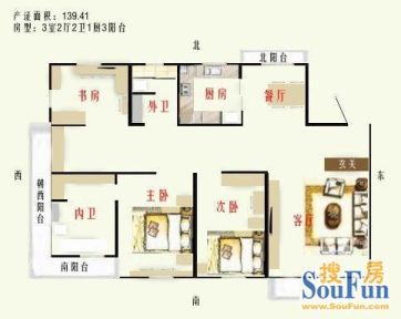 欧洲城户型图户型图 3室2厅2卫1厨