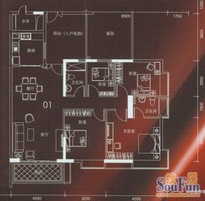 富力盛悦居户型图4室2厅户型图 4室2厅2卫1厨