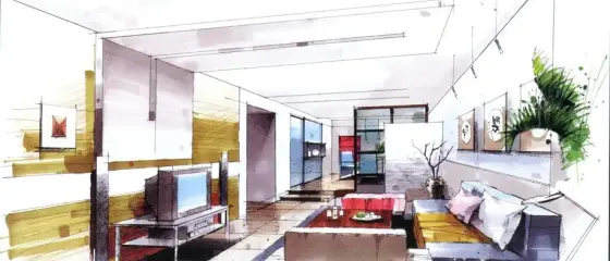 尚易手绘图参考-现代简约-一居室