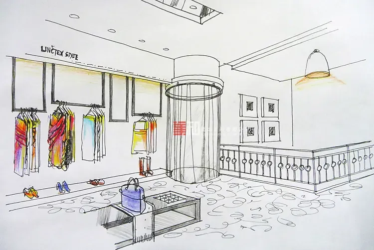 万达广场 时装店-现代简约-70平米复式装修图片