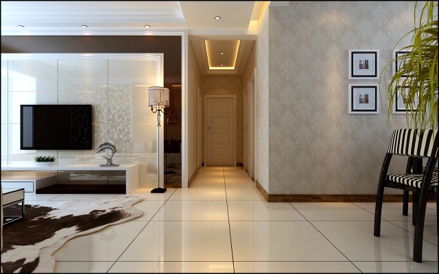 现代简约客厅走廊装修效果图图片