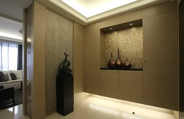 现代简约三居室玄关背景墙装修效果图大全