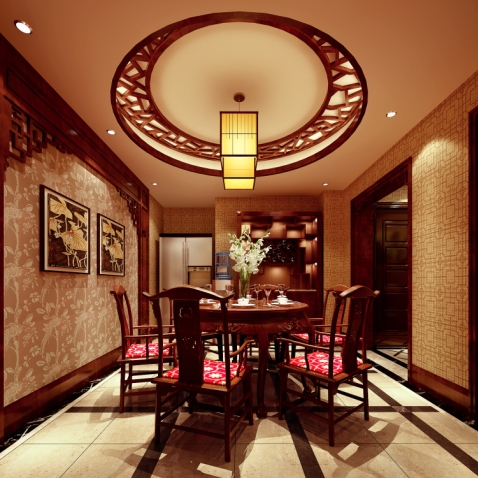 中式客餐厅吊顶客厅餐厅吊顶中式图片13