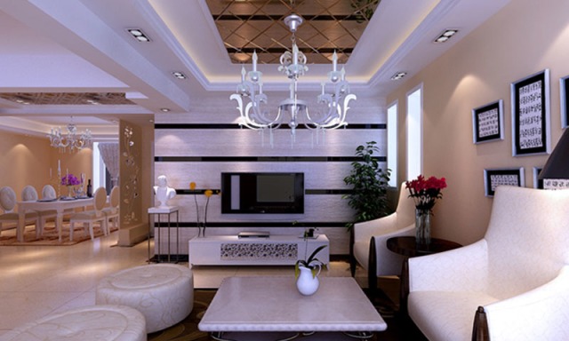 简欧风格270平米复式客厅灯具装修效果图大全