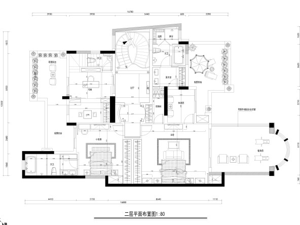 水榭山贵族奢华别墅—新古典风格—二层户型图