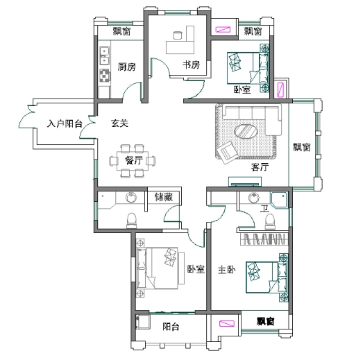 西安中天锦庭155平方新中式风格装修案例