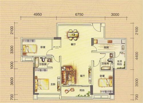 奥园海景城 3室2厅2卫1厨 137.39㎡