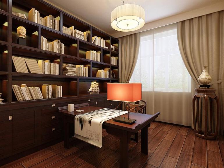 中式风格三居室书房装修效果图