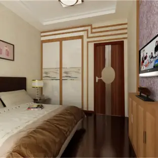 中式古典卧室背景墙效果图图片