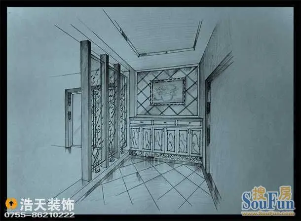 家和盛世鞋柜手绘表现图